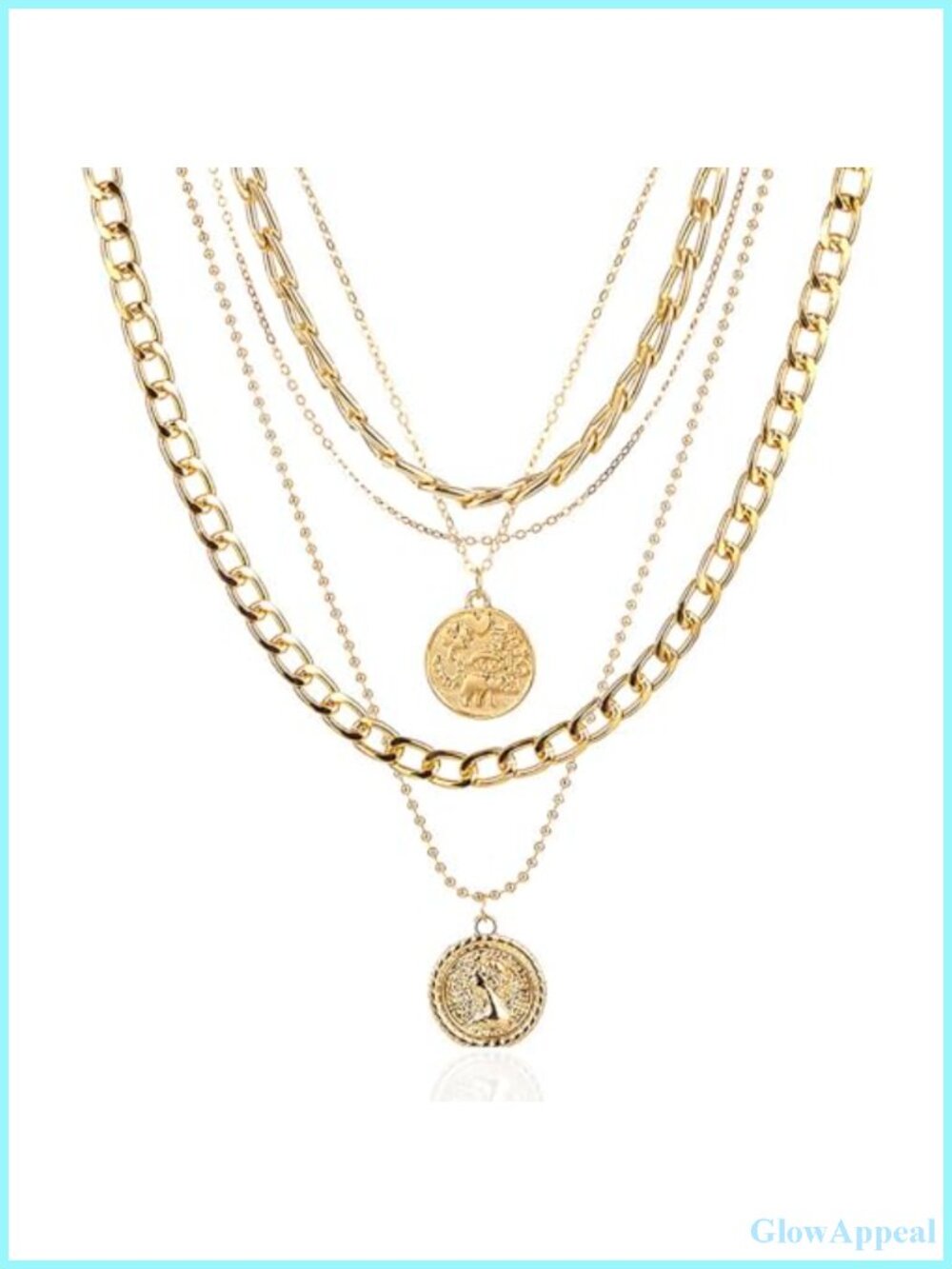 Layered Chunky Coin Pendant Necklace Pirate Costume Jewelry